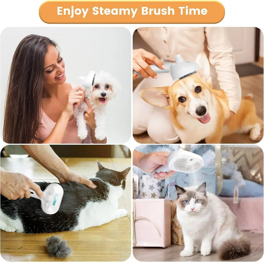 3 In 1 Pet Spray Grooming Comb, Steamy Floating One Click Hair Removal