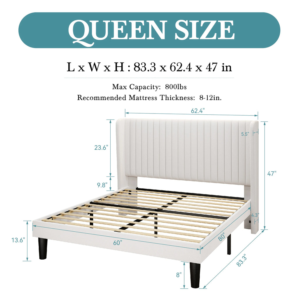 Velvet Upholstered Bed Frame with backboard