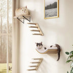 4-Piece Wooden Cat Climbing Furniture Set wall mounting