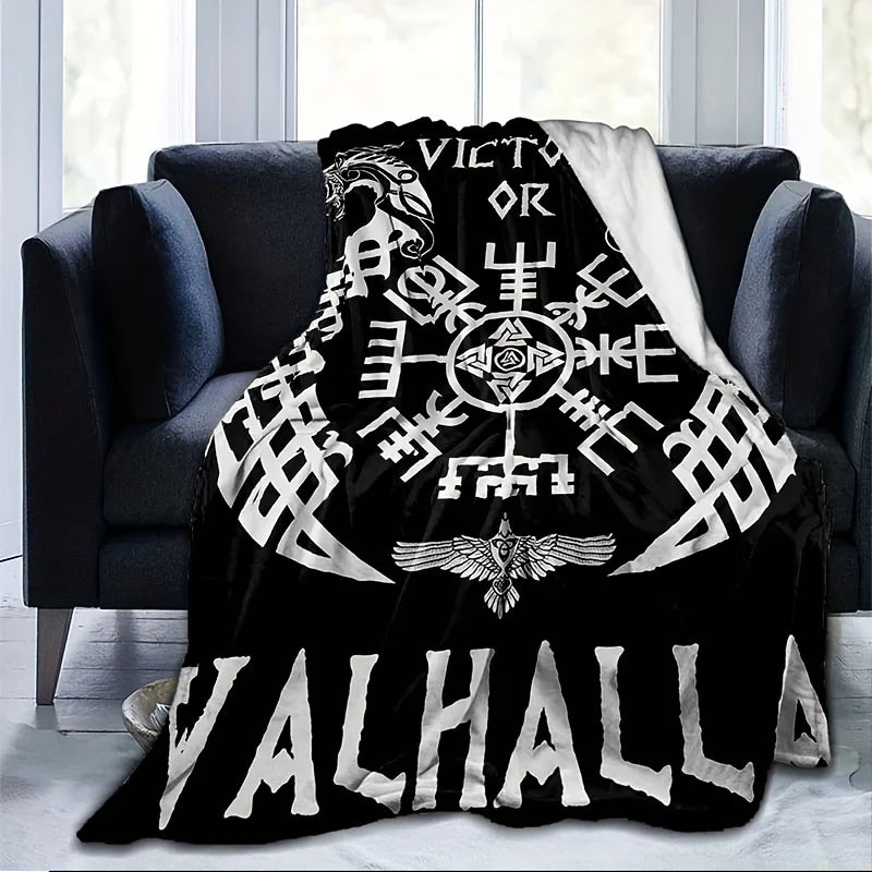 1pc Black Viking, Valhalla Soft Plush Blanket