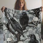 Skull & Crow Flannel Throw Blanket