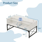 LED Coffee Table, High Glossy Center Table with 4 Storage Cubes