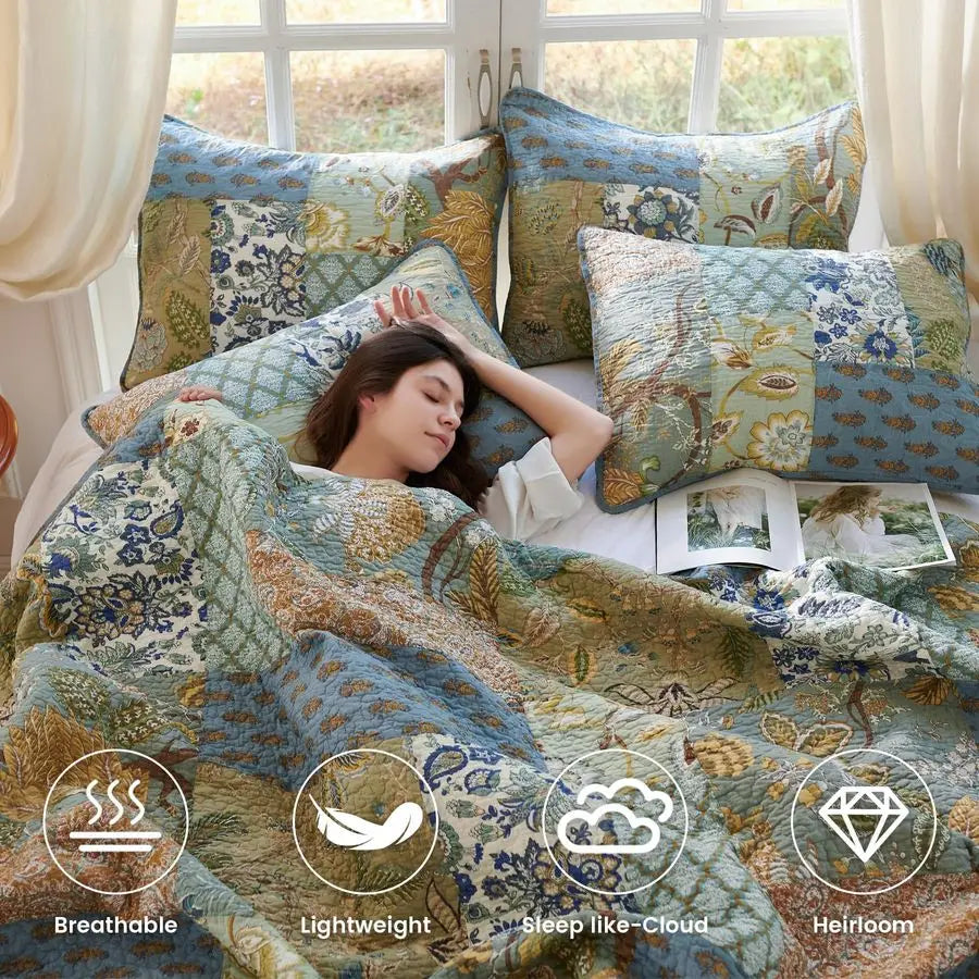 Quilt King Size Set, with 2 Pillow Shams