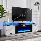 Fireplace TV Stand with 36" Fireplace, 70" Modern Fireplace Entertainment Center LED Lights, 2 Tier TV Console, Customized