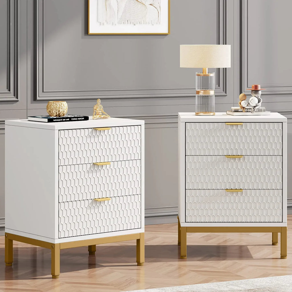 Modern Nightstand/ Bedside table with 3 Drawers