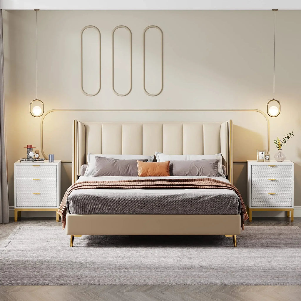 Modern Nightstand/ Bedside table with 3 Drawers