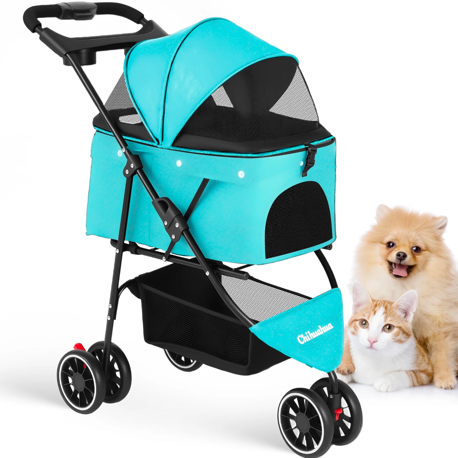 Pet Stroller For Small Puppy Dogs & Cats Travel