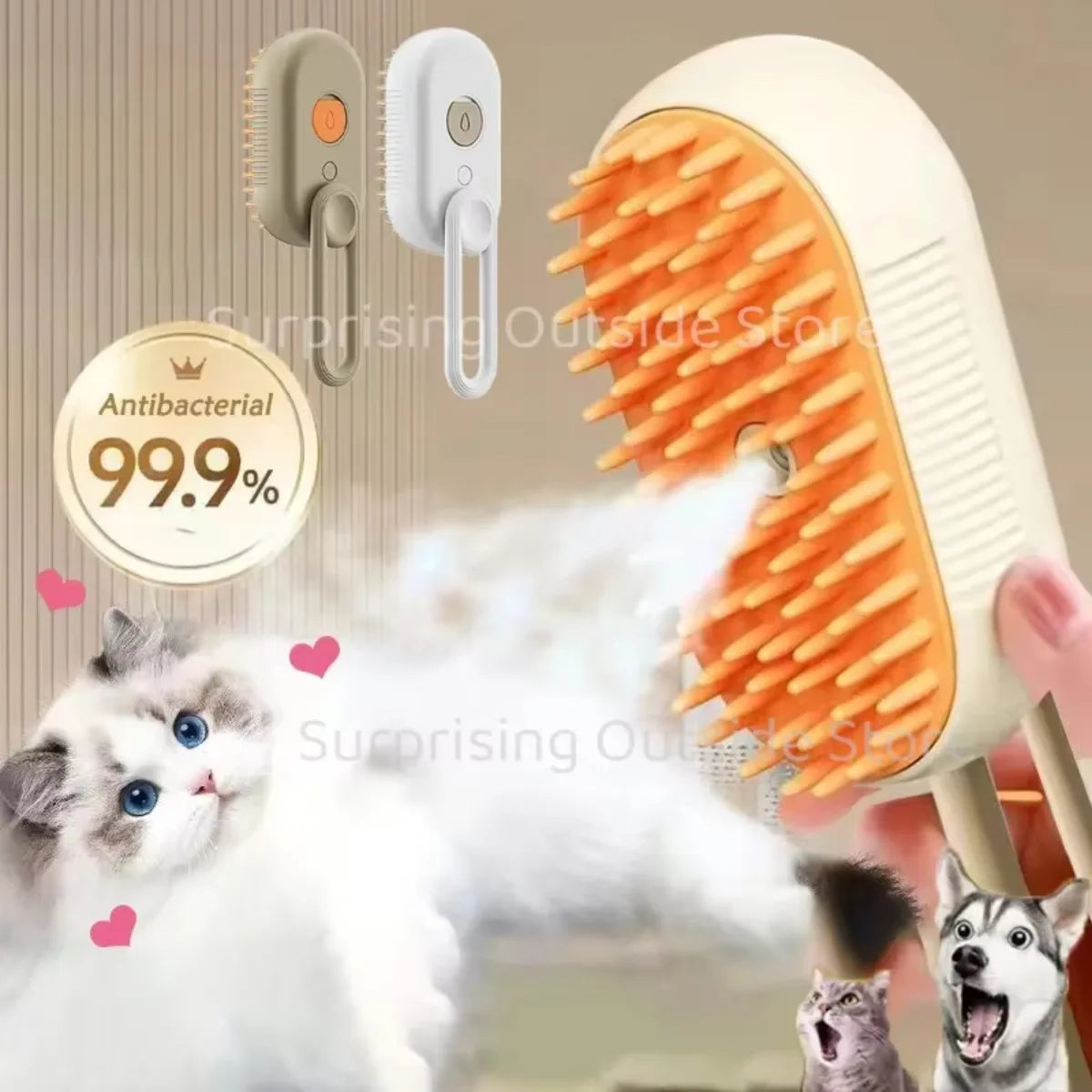 Cat Dog Pet Spray Massage Brush 3 in 1 One