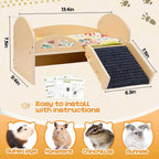 Bed with Stable Stairs & Mat Wear Resist Wood Pet Toy Bed