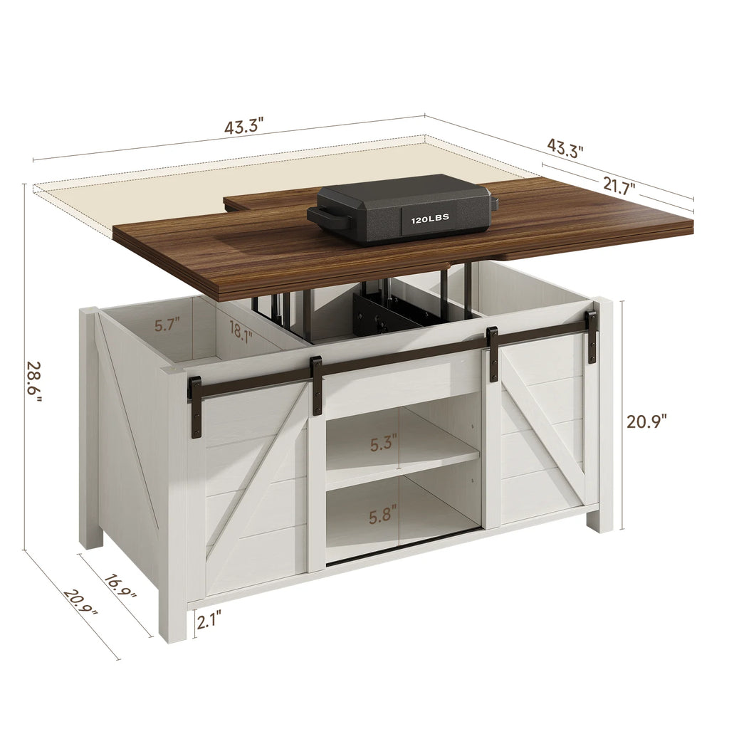 Lift-Top Coffee Table w/ Sliding Barn Door