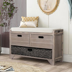 Wood Storage Ottoman with Removable Basket and 2 Drawers