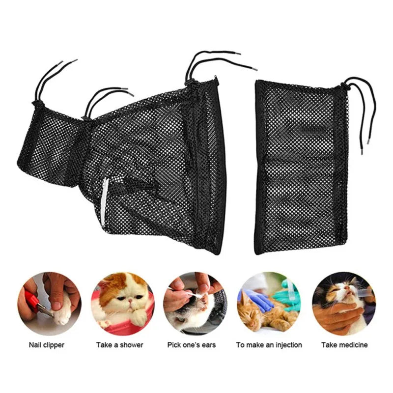 Cat Bathing Grooming Shower Bag Adjustable Cat Restraint