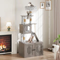Multi-Level Cat Tree Tower with Enclosed Litter Box