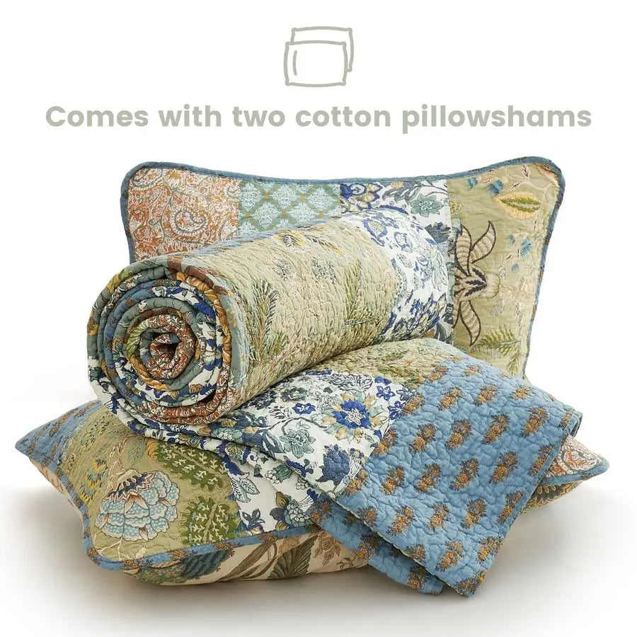 Quilt King Size Set, with 2 Pillow Shams