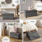 Bench with Bins, 30in Storage Bench Folding Foot Rest Ottoman