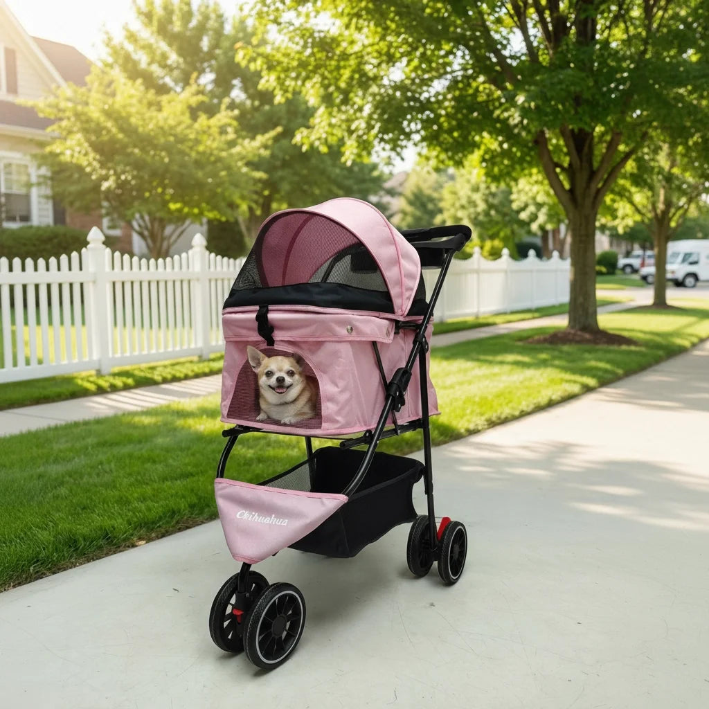 Pet Stroller For Small Puppy Dogs & Cats Travel