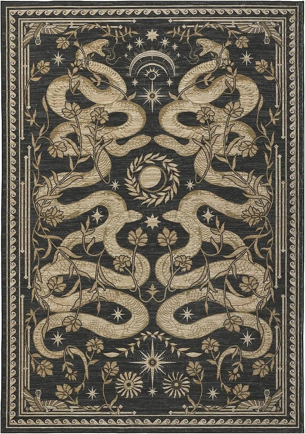 Washable Rug, Non-Slip Snake design