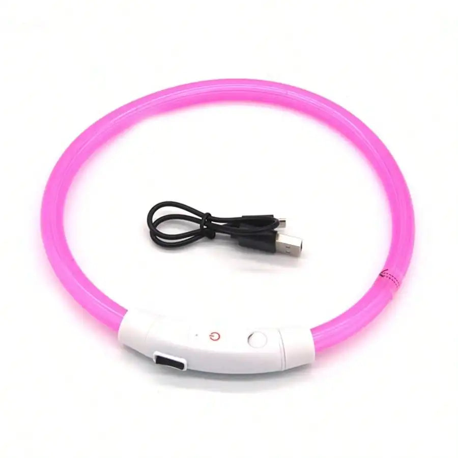 USB Rechargeable LED Glow Collar for Dogs Cats Night Safety