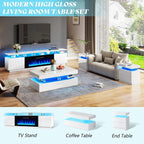 Fireplace TV Stand with 36" Fireplace, 70" Modern Fireplace Entertainment Center LED Lights, 2 Tier TV Console, Customized