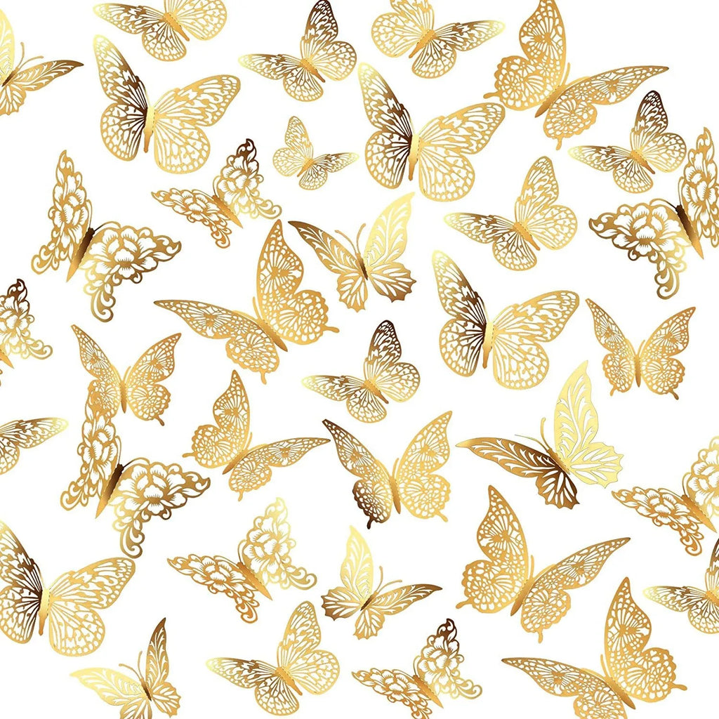 48pcs 3D Butterfly Wall Decor 4 Styles 3 Sizes