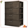 4-Drawer Wide Weave Tower Brown
