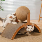2 In 1 Cat Scratching Ball Wooden, Cat Scratcher Sisal Scratch Board, Wear-Resistant Grinding Paw Toy, Solid Wood Scraper for Cats