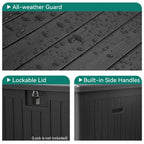 230 Gallon Large Deck Box with Divider and Side Handles, Outdoor Double Wall Storage