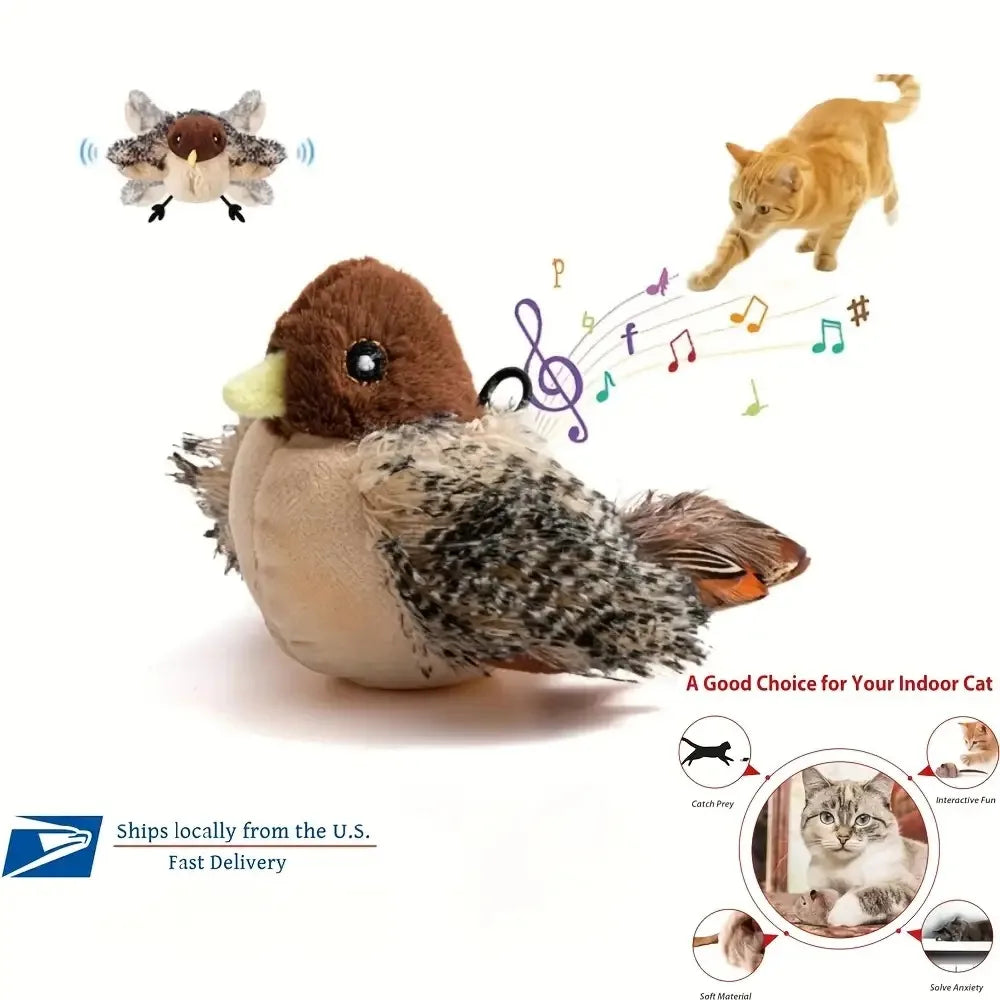 Touch-Activated Flapping Bird Cat Toy