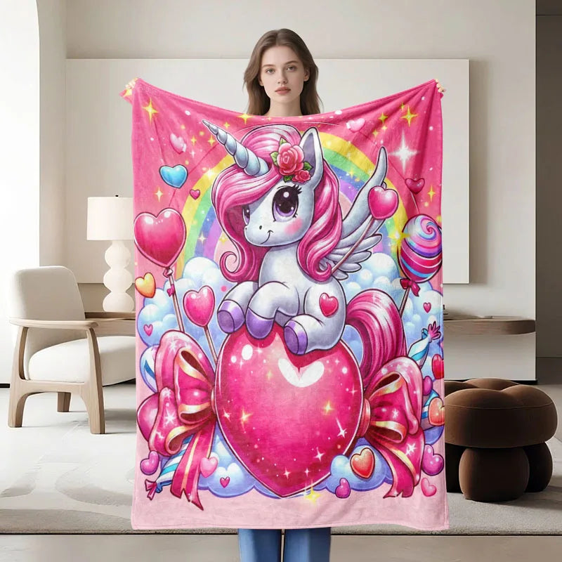 Unicorn flannel blanket