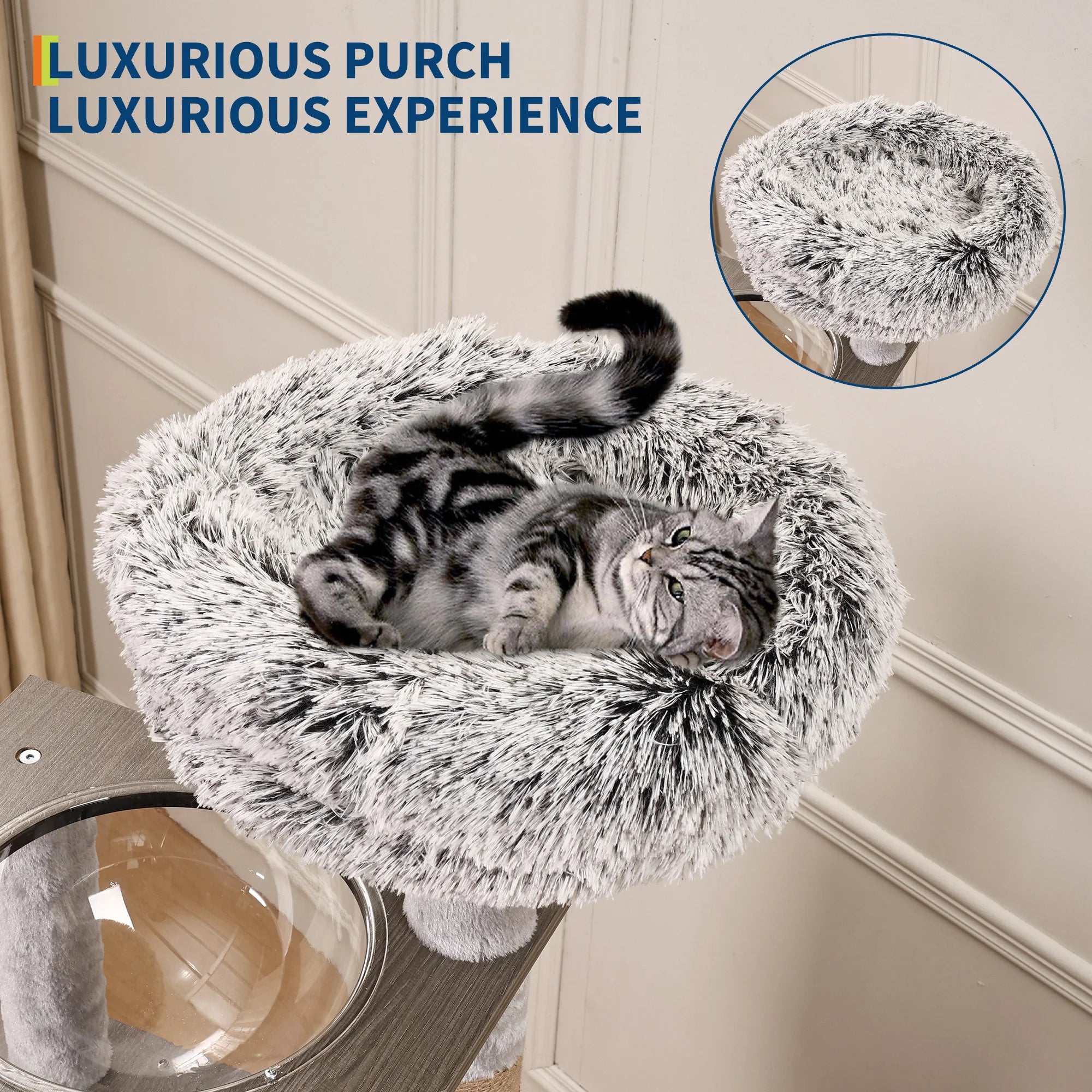 Multi-Level Cat Tree Tower with Enclosed Litter Box