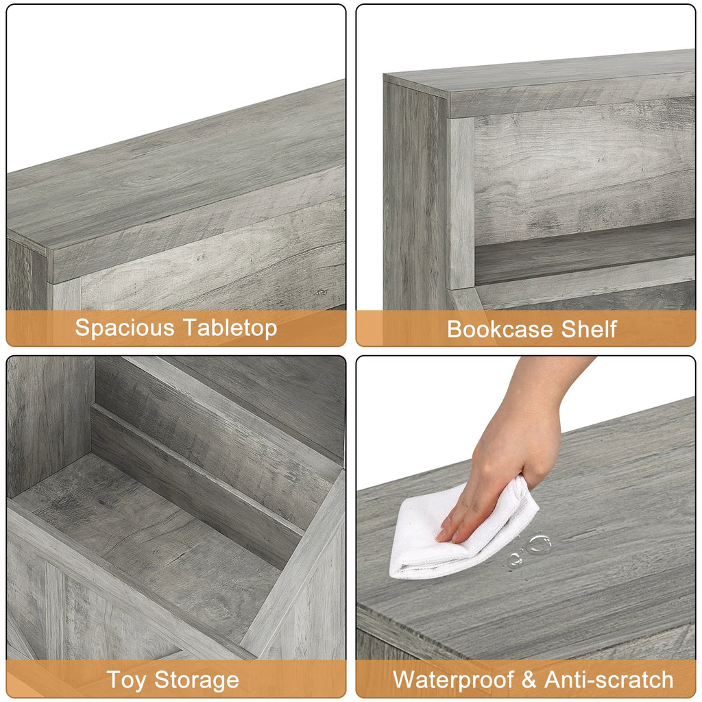 Bookshelf and Wooden Toy Storage Organizer