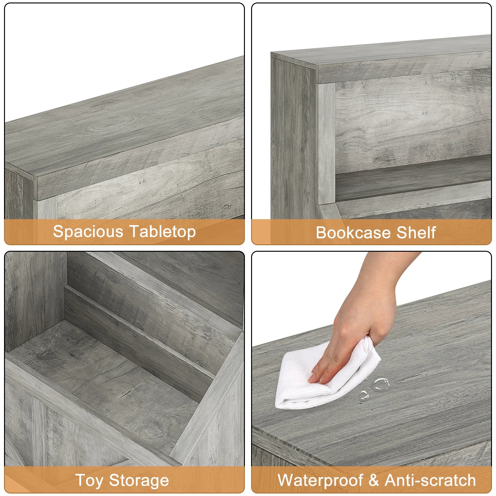 Bookshelf and Wooden Toy Storage Organizer