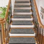 Carpet Stair Treads Set -Non-Slip, Skid Resistant, Washable, Reusable