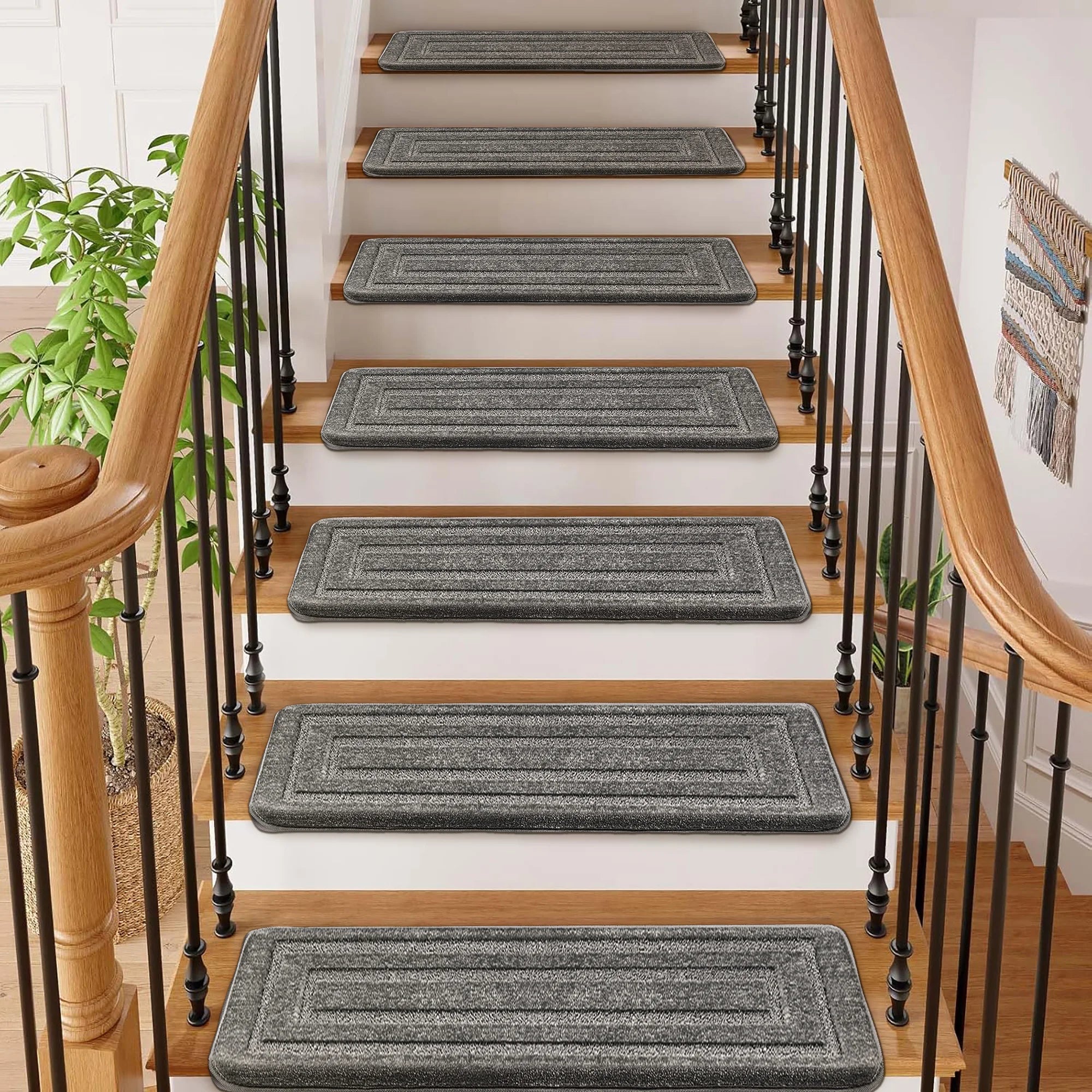 Carpet Stair Treads Set -Non-Slip, Skid Resistant, Washable, Reusable