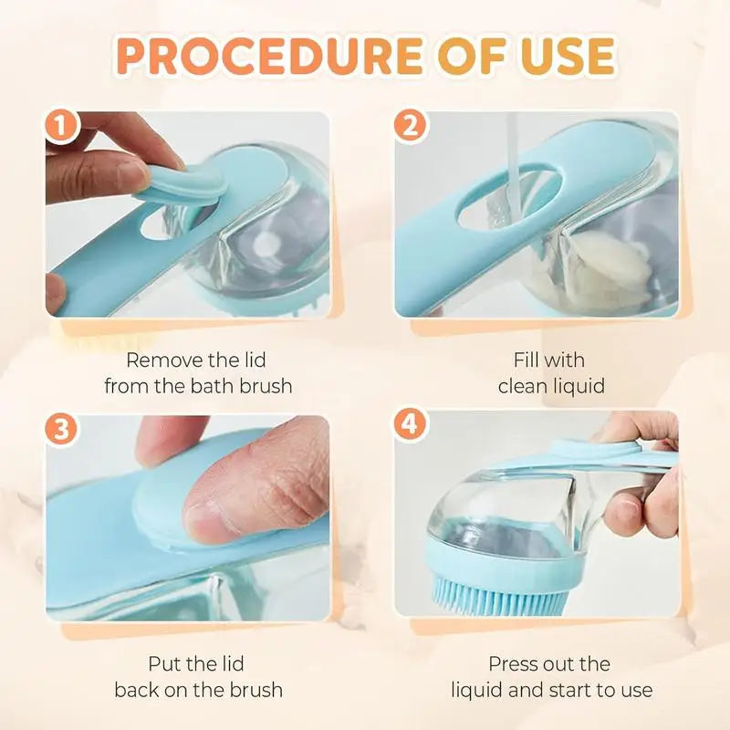 Pet Bath Brush 2 in 1 Pet Bath Brush with Built-in Shampoo Dispenser