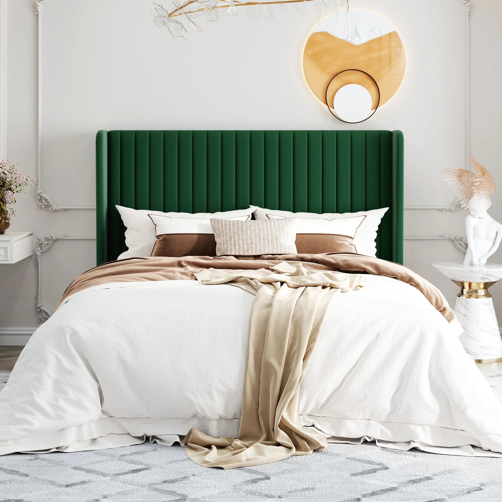 Velvet Upholstered Bed Frame with backboard