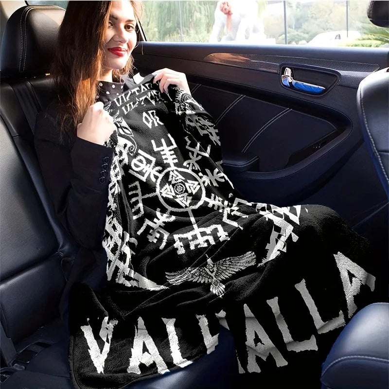 1pc Black Viking, Valhalla Soft Plush Blanket