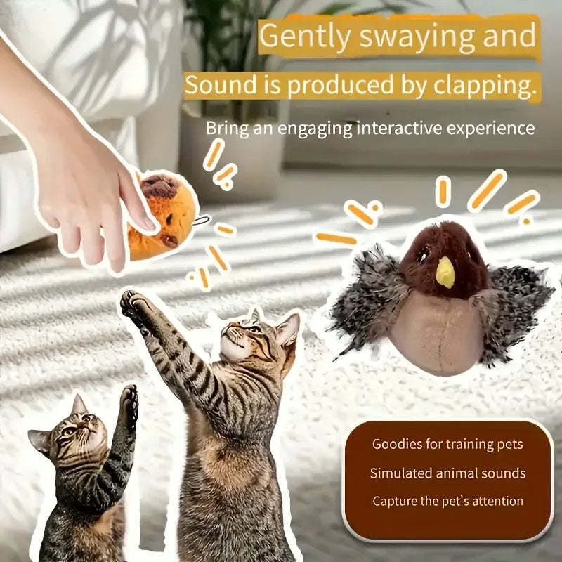 Touch-Activated Flapping Bird Cat Toy