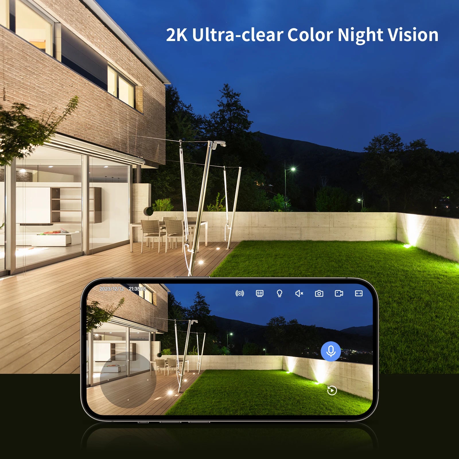 Indoor/Outdoor Security Cameras 2K HD Wireless Wi-Fi