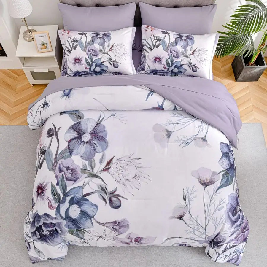 Floral Comforter Set Full Size 7 Piece