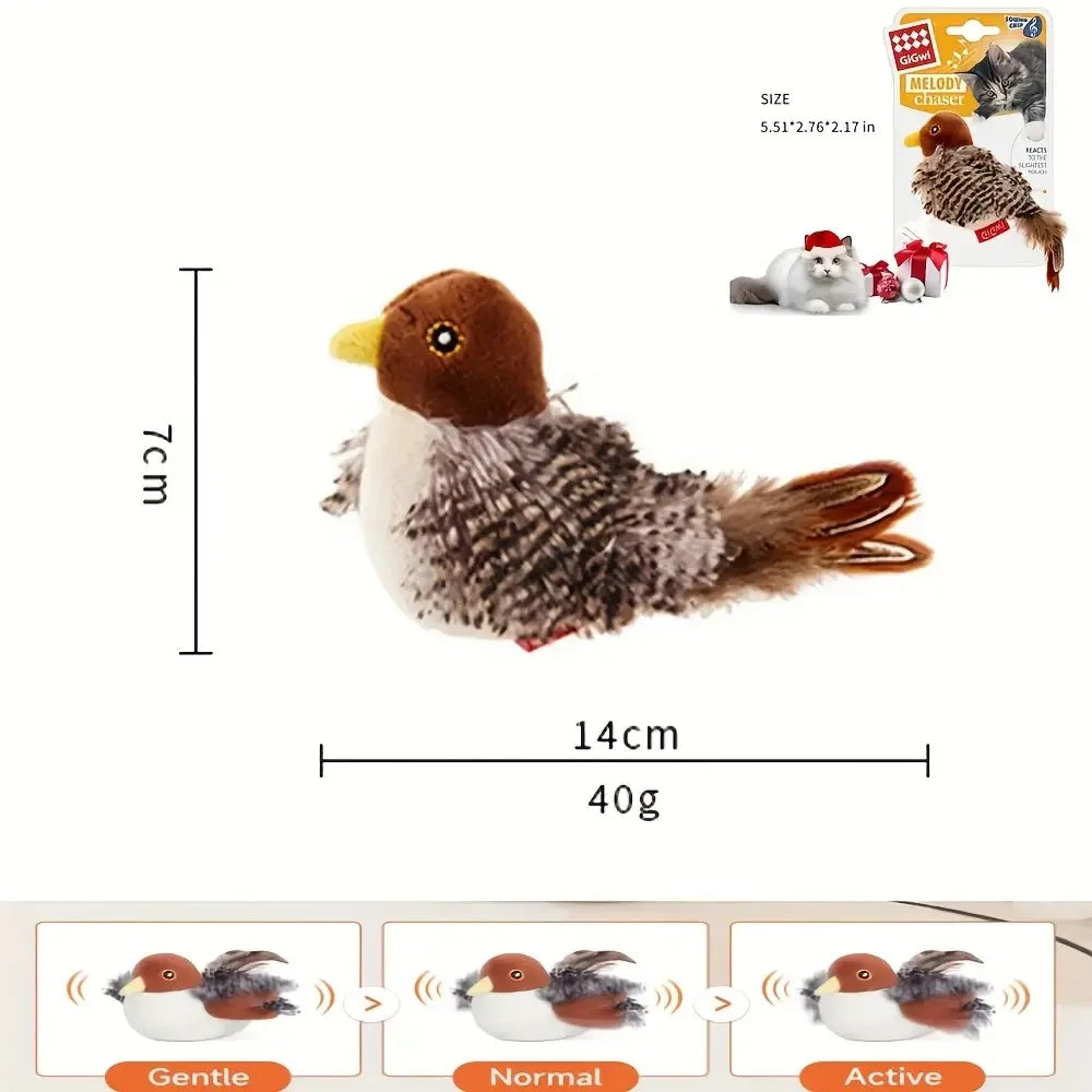 Touch-Activated Flapping Bird Cat Toy
