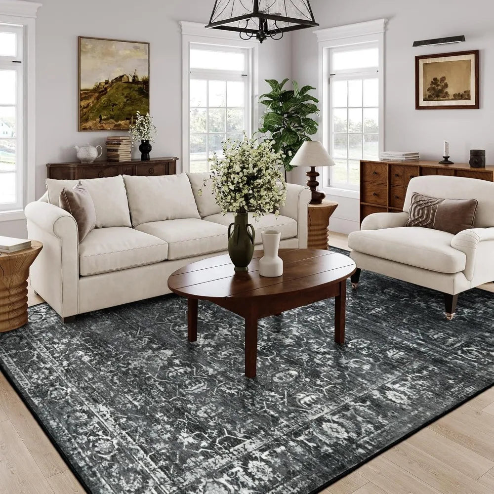 Boho Black Dining Room Rug