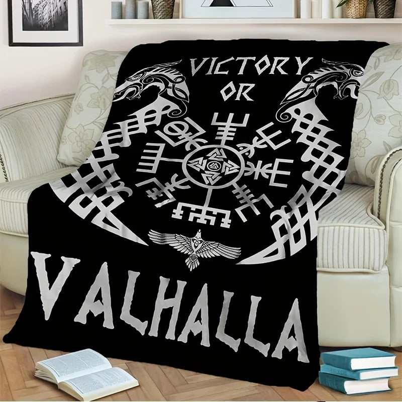 1pc Black Viking, Valhalla Soft Plush Blanket