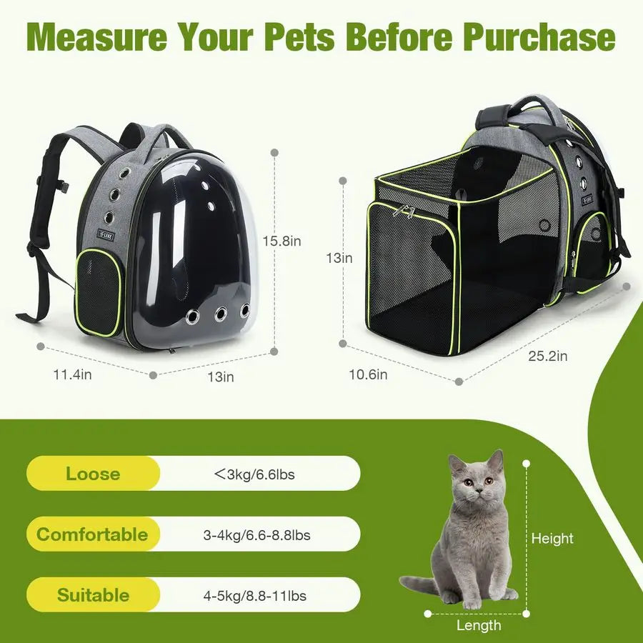 Large Space Bubble Backpack for Cat/ Small Dog up to 18 lbs