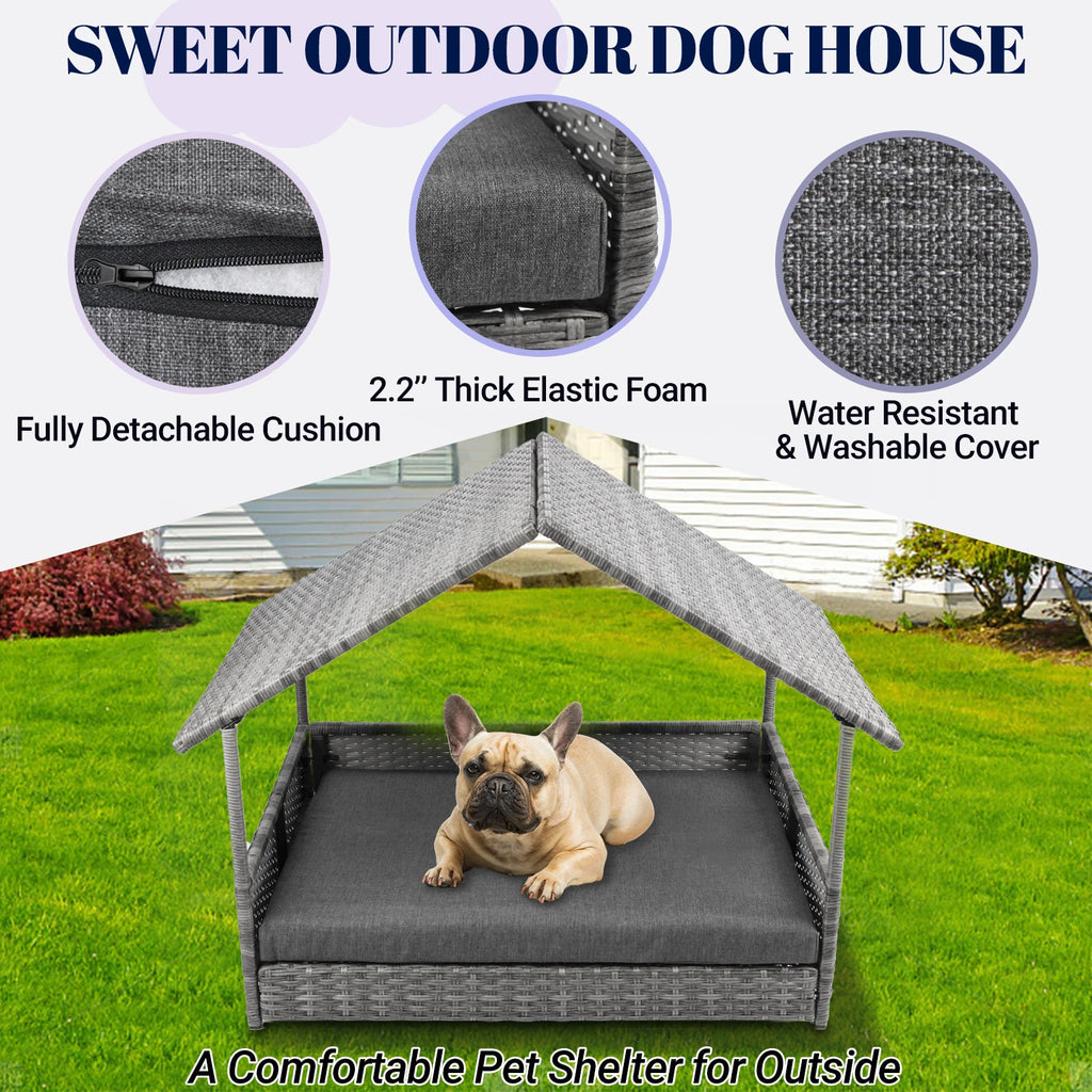 Wicker Dog House with pad