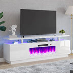 Fireplace TV Stand with 36" Fireplace, 70" Modern Fireplace Entertainment Center LED Lights, 2 Tier TV Console, Customized