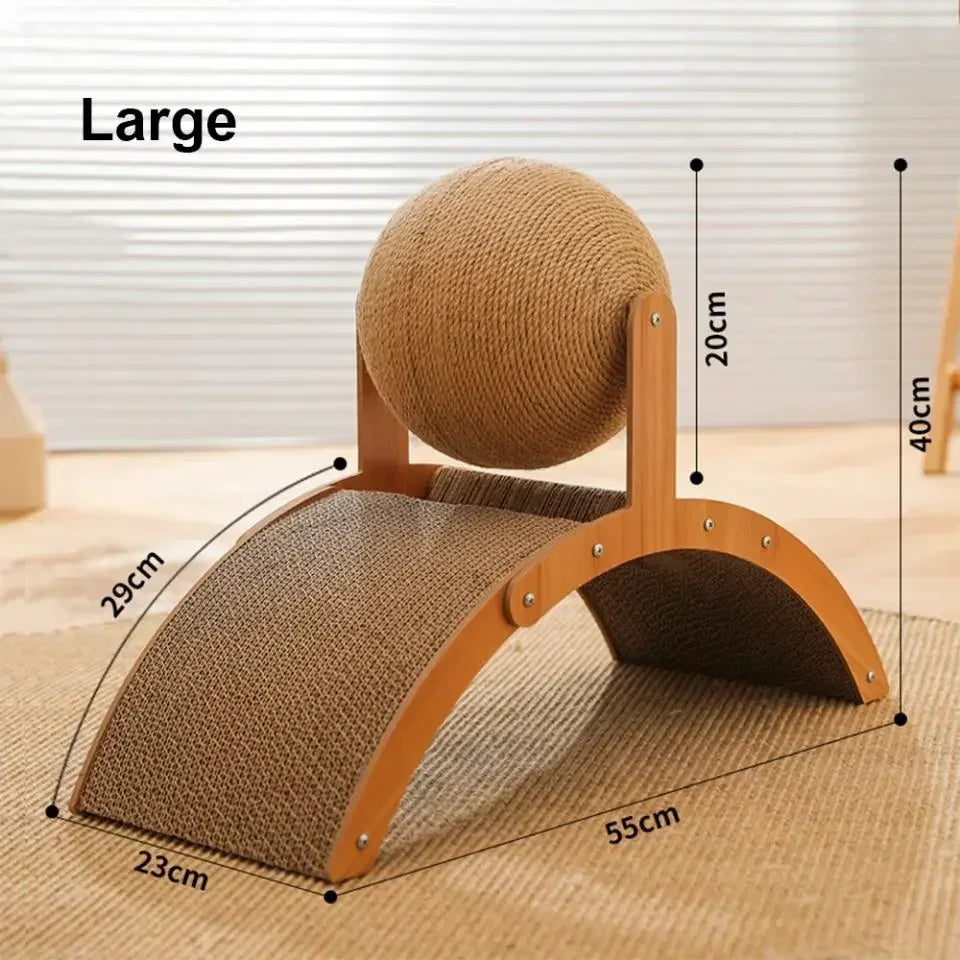 2 In 1 Cat Scratching Ball Wooden, Cat Scratcher Sisal Scratch Board, Wear-Resistant Grinding Paw Toy, Solid Wood Scraper for Cats