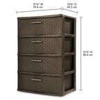 4-Drawer Wide Weave Tower Brown