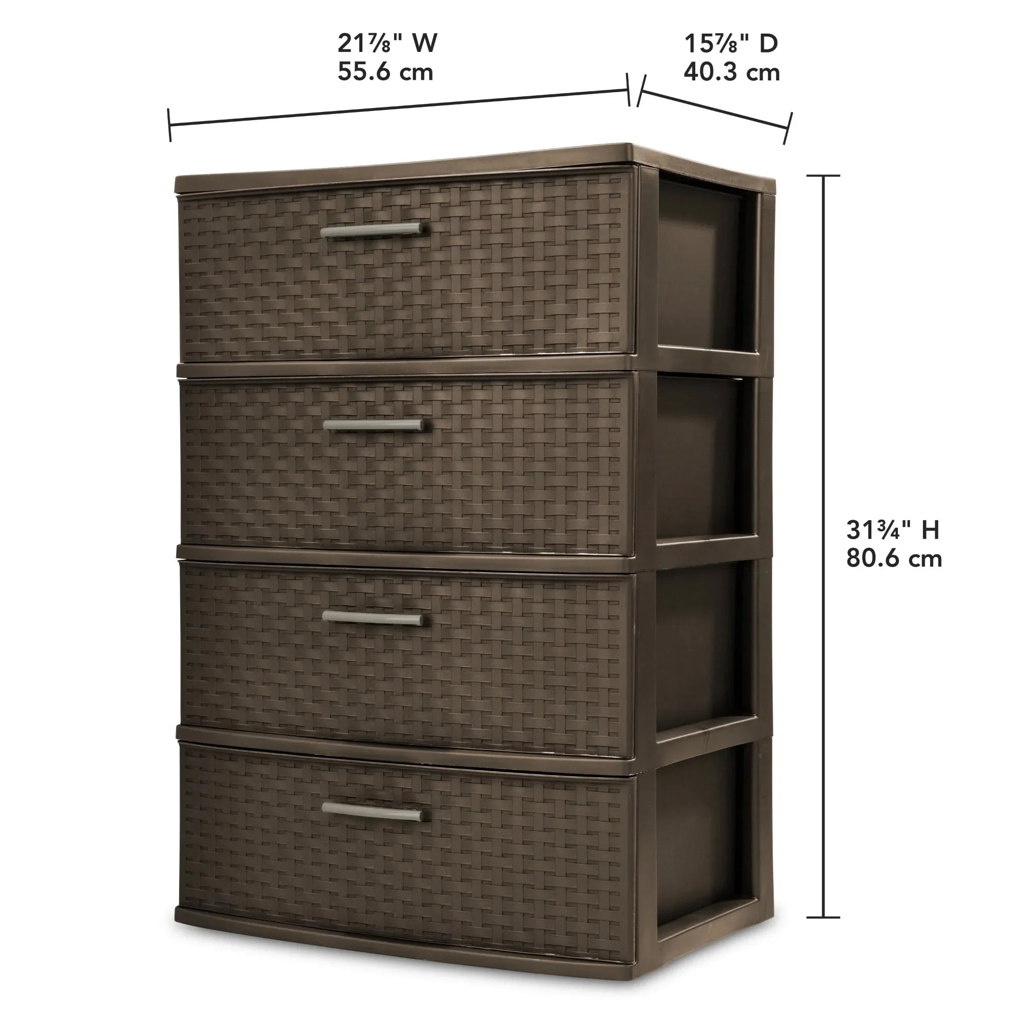 4-Drawer Wide Weave Tower Brown