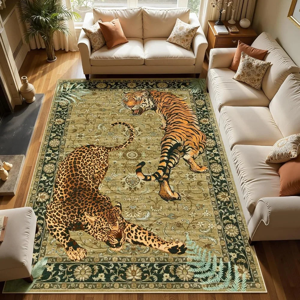 8x10 Tiger Print Rugs for Living Room